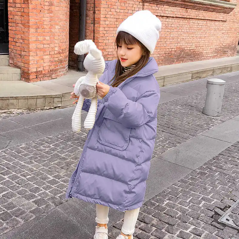 

2021 Winter Children Girls Jacket Hooded Down Cotton Thick Warm Girls Parka Kids Baby Outerwear Teenage Cotton-padded Coat W158