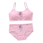 Комплект бюстгальтер и трусики для девочек-подростков, тренировочный бюстгальтер с хлопковой подкладкой, детское Спортивное нижнее белье