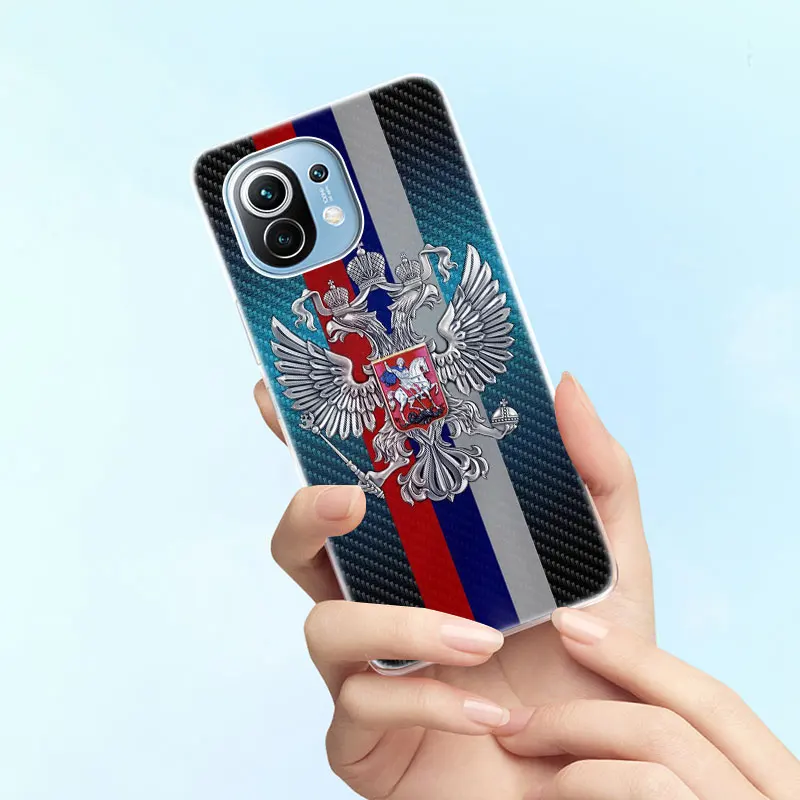 Силиконовый чехол с эмблемой российского флага для Xiaomi Mi POCO X3 GT NFC M3 F3 9T 10T Pro 11i 11T 9