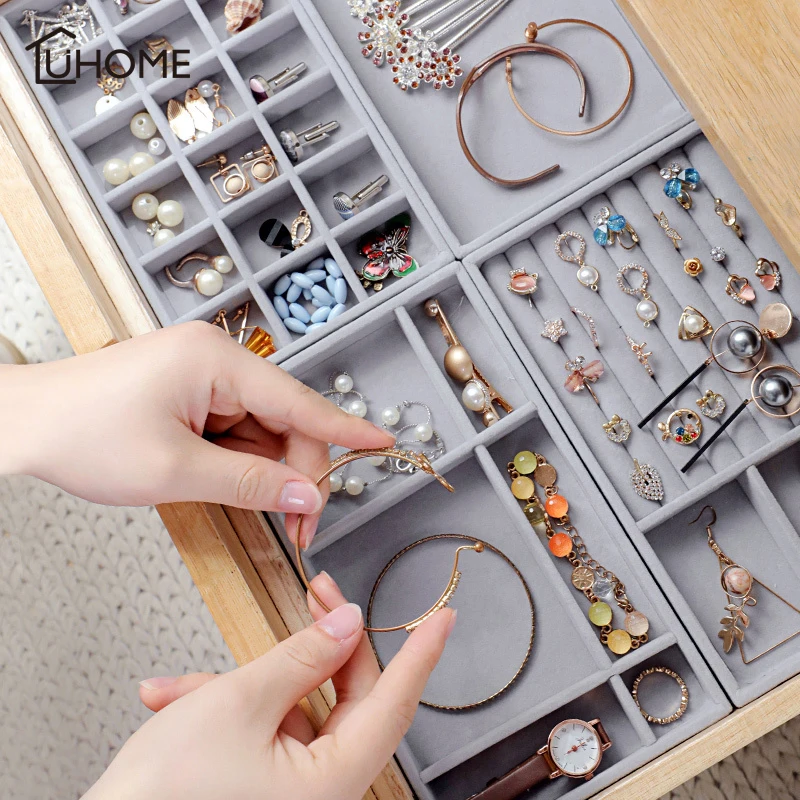 Универсальный органайзер для ювелирных изделий бархатный лоток держатель