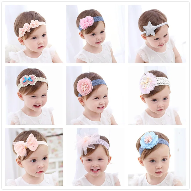 

Baby Headband Flowers Girls Pink Ribbon Hair Bands Handmade Headwear Hair Elastic Tiara For Girl Newborn Babies Hair Accessories