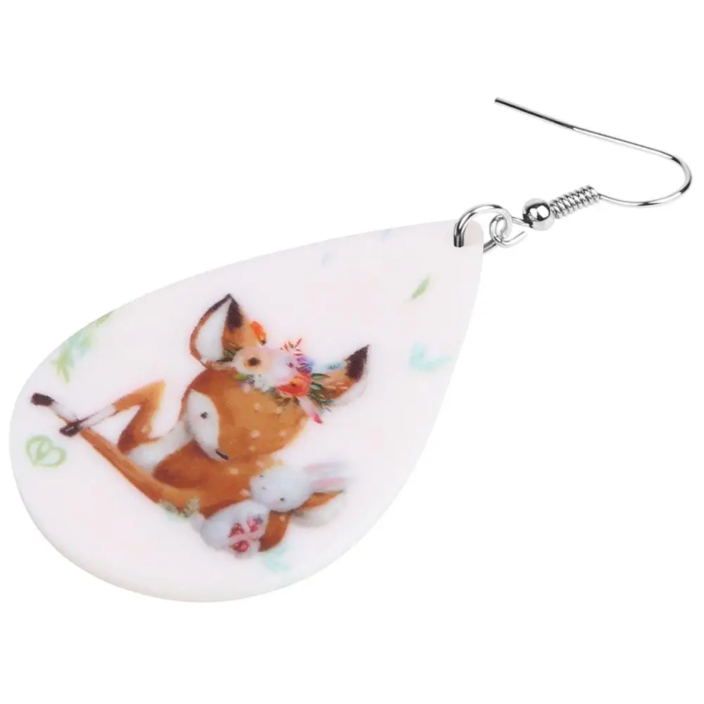 Bonsny акриловые каплевидные Цветочные Sika олень лося серьги подвески в форме капли