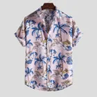 Рубашка мужская с принтом пальмы, Гавайская Повседневная Блузка на пуговицах, короткий рукав, отложной воротник, винтажная уличная одежда, s