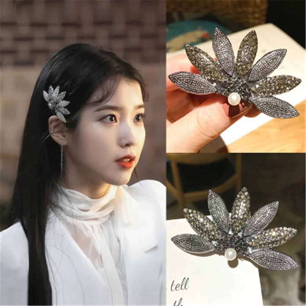 

1 Pair Beading Multiple Translucent Crystal Beads Barrette Hairpin Pearl Hairgrip Hair Clip IU Hair Accessories For Women Girls