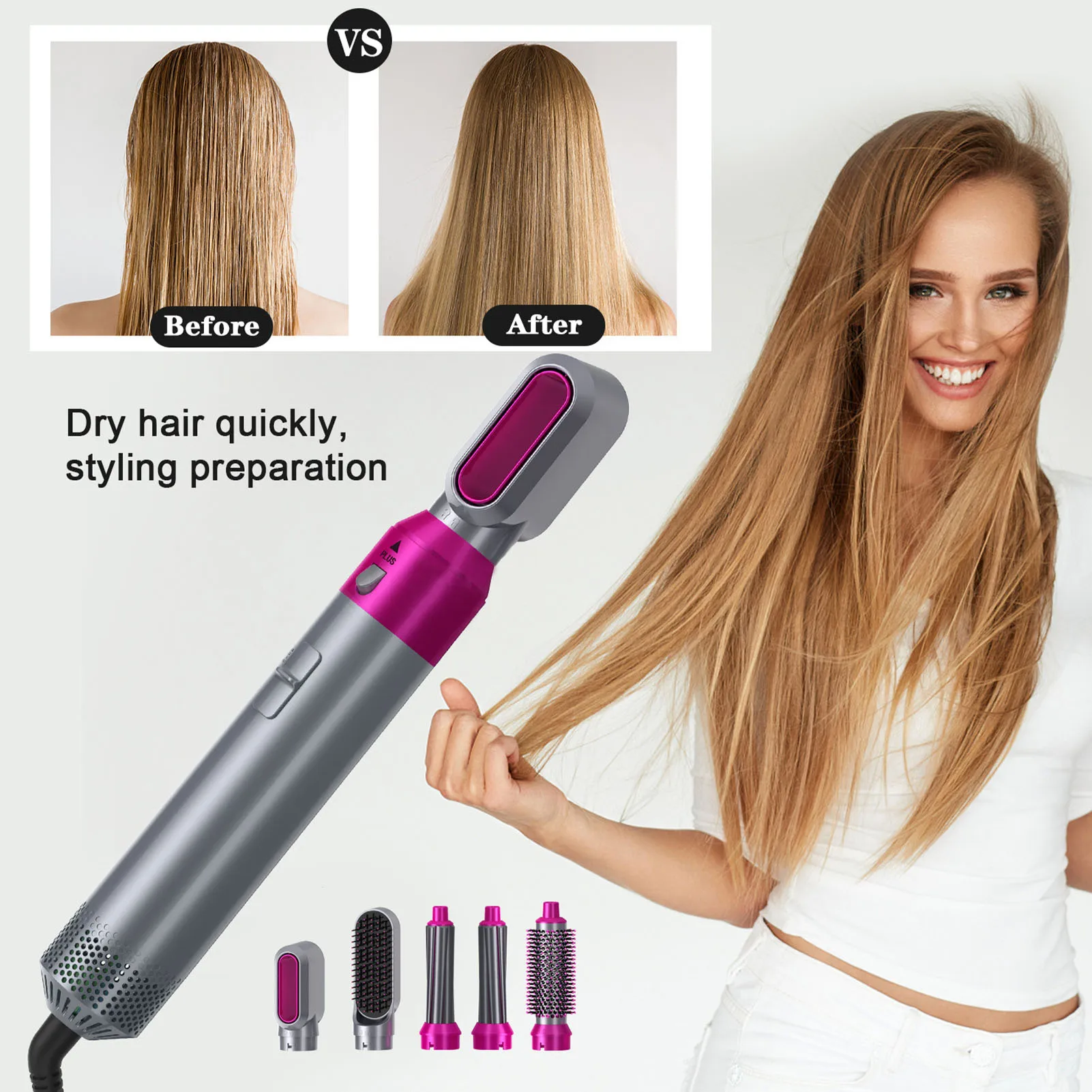 

5in1 Multifunctional Hair Dryer Comb,curly Hair Straightening Comb, Hair Straightener,electric Air Curler Comb,Hair Curling Iron