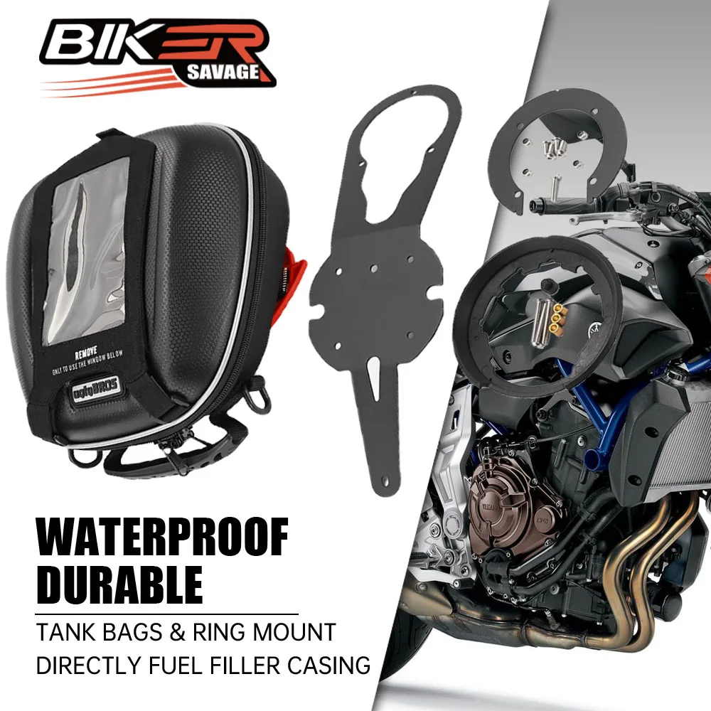 

Waterproof Motorcycle Saddle Tank Bags & Ring Mount Directly Fuel Filler Casing For YAMAHA MT07 FZ07 MT-07 FZ-07 Luggage