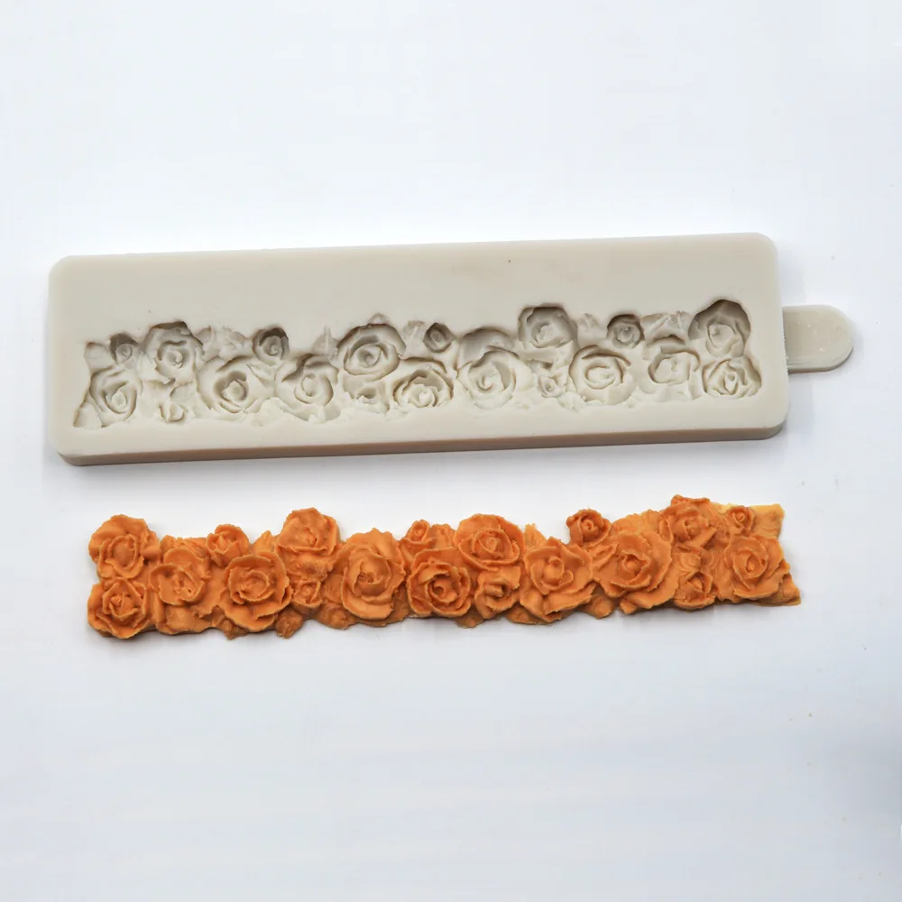 Новая помадка в форме розы торт силиконовая форма для края торта украшения