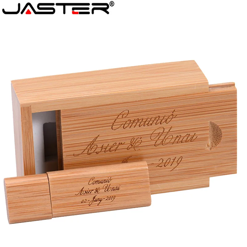 JASTER логотип на заказ деревянный usb флэш-накопитель с коробкой флеш-накопитель 64