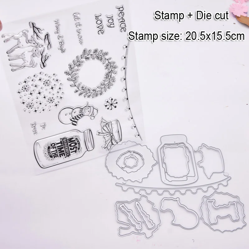 DS301-09SC Рождественский штамп высечки набор прозрачный Штамп для DIY изготовления открыток Скрапбукинг - Цвет: DS301-09SC