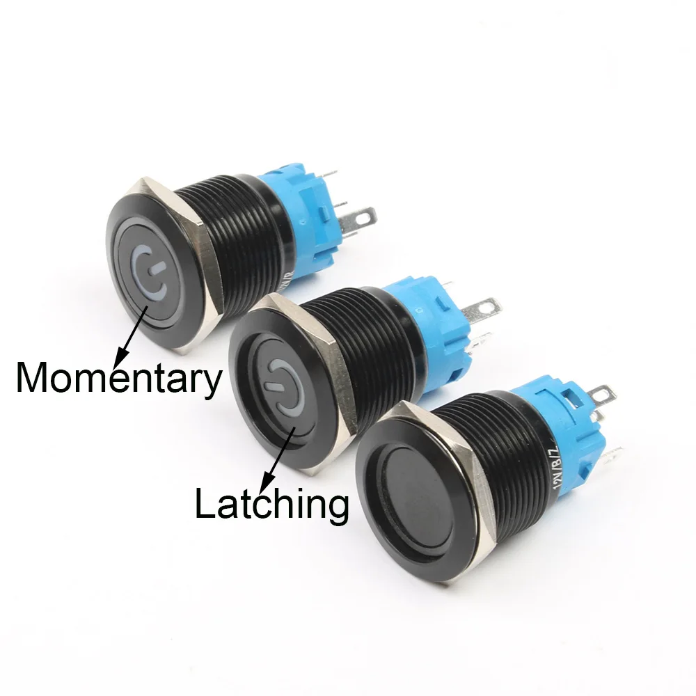 Новинка 19 мм синяя основа 5 контактная алюминиевая черная кнопка с