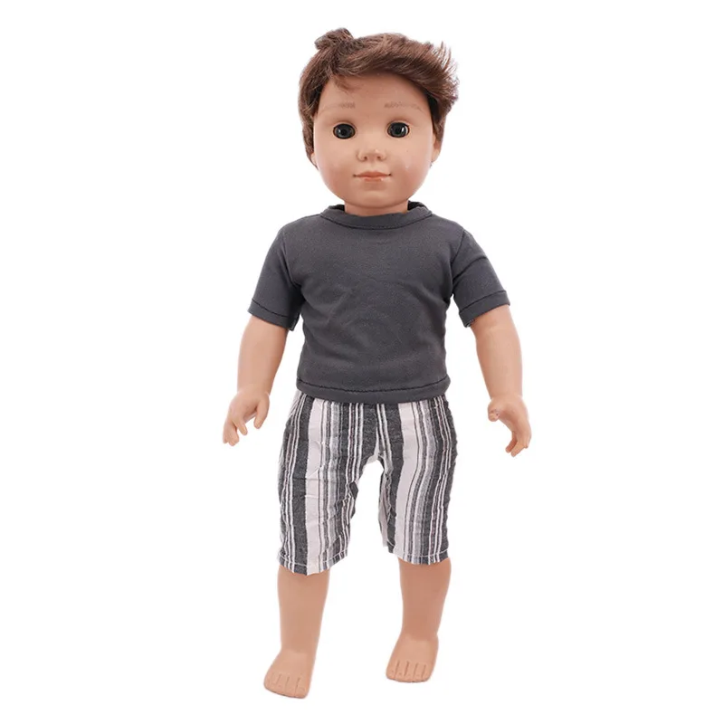 

2021 New Fit 18 inch Born New Baby 43cm Doll Clothes Accessories Doll Summer Shorts Plaid Clothes For Baby Birthday Gift