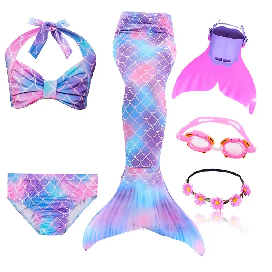 Package 1 Fancy NEW the Little Mermaid Tail with Garland or With Monofin Swimsuit for Kids Girls swimmable Bathing Suit Mermaid Costume - Цвет: Package 1