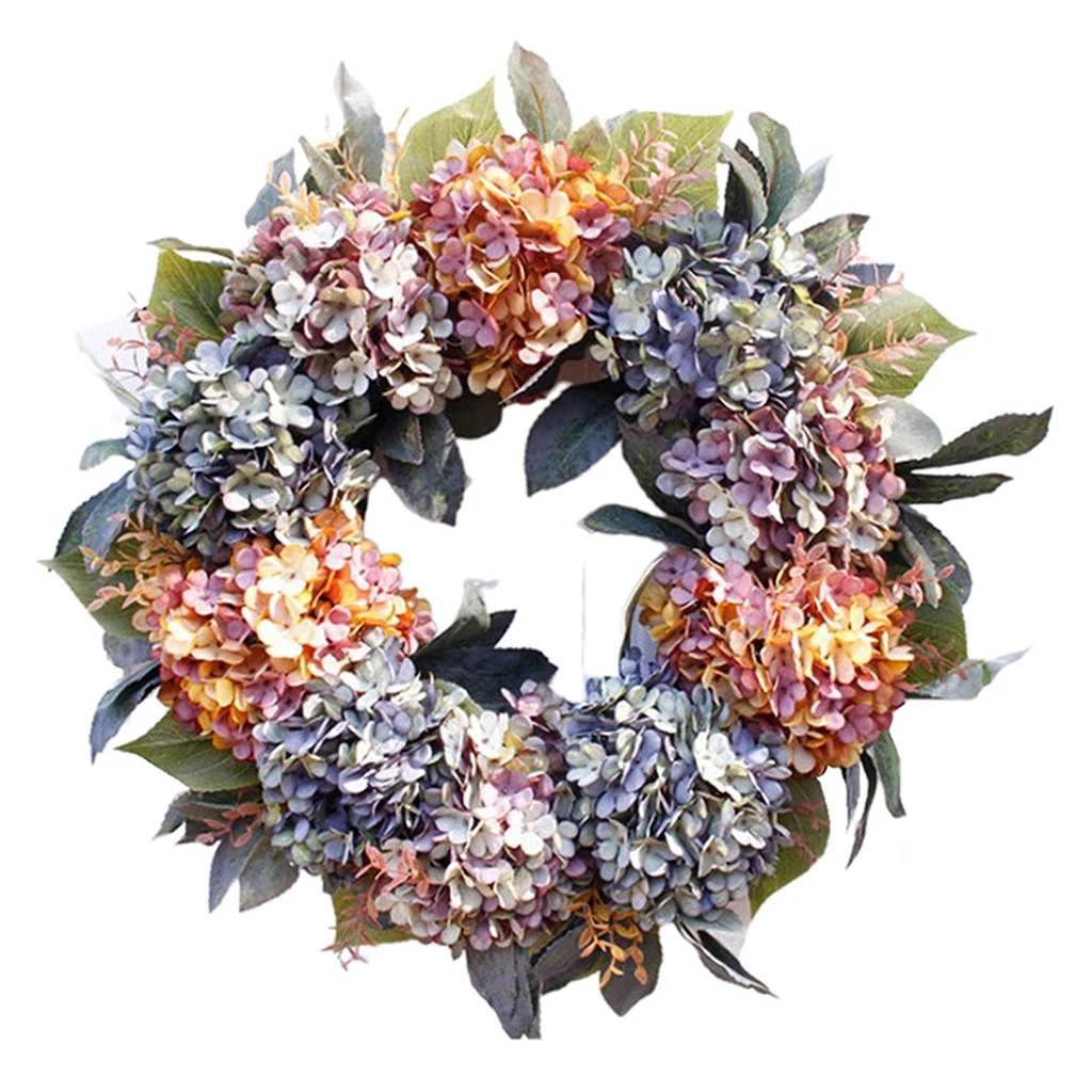 

22" Artificial Front Door Wreath Silk Hydrangea Floral Wreath for Farmhouse Wall Window Fireplace Wedding Party Home Dcor