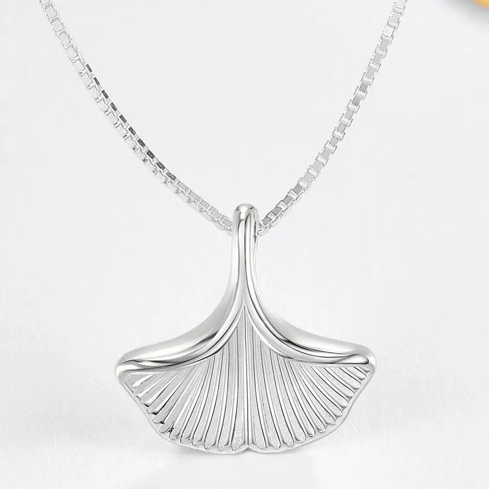 

SILVERHOO Chokers Necklaces For Women 925 Sterling Silver Simple Ginkgo Biloba Pendant Necklace Jewelry Anniversary Fine Gift