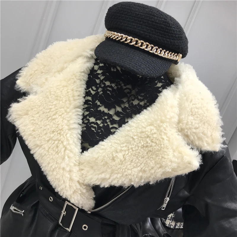 Новинка 2021 зимнее пальто из искусственной овчины женская черная теплая