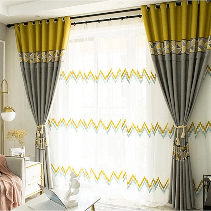 Затемняющие шторы для гостиной затемняющие занавески с геометрическим узором в