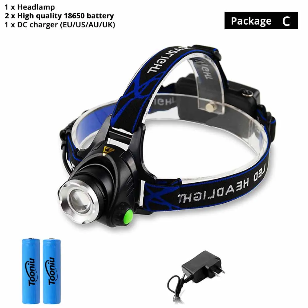 RU 5000LM CREE XML-L2 xm-l T6 светодиодные фары Масштабируемые фар Водонепроницаемый Налобный фонарик Фара Рыбалка Охота свет - Испускаемый цвет: Package C