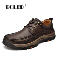 handmade natural leather men shoes breathable waterproof autumn casual shoes quality lace up outdoor working shoes men