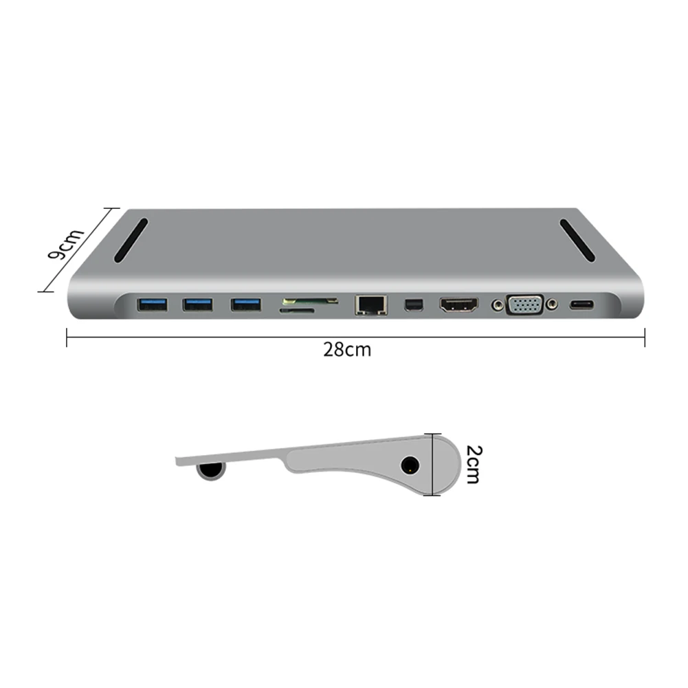 USB3.0 type-C концентратор для USB3.0 TF SD ридер HDMI VGA RJ45 3,5 аудио мини DP док-станция для MacBook Pro USB-C type C 11 порт USB C концентратор