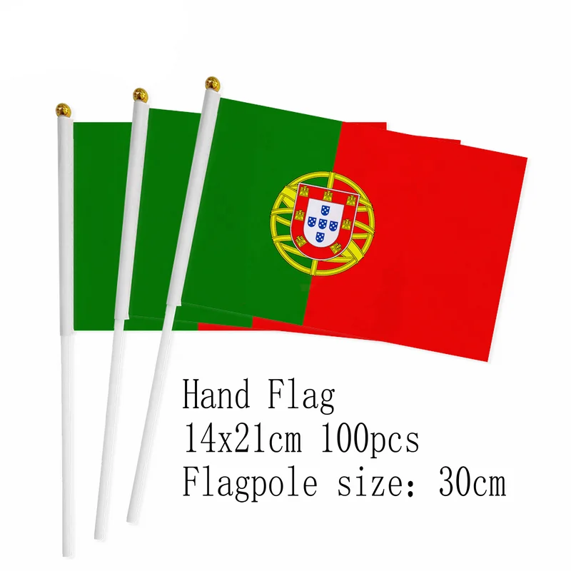 Купить Zwjflagshow Португальский ручной флаг 14*21 см 100 шт. полиэстер Португалия маленький Мах - ZWJ FLAGSHOW Store
