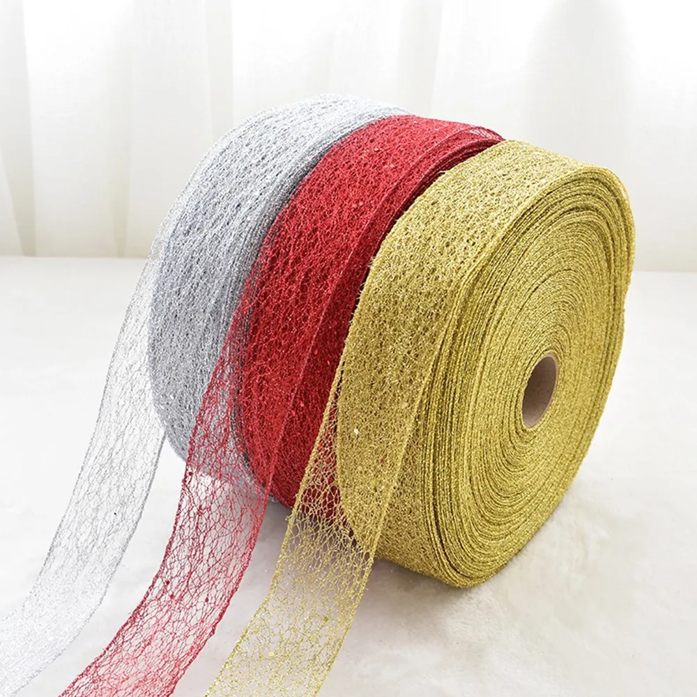2 м DIY лук ленты для рукоделия блестящая красная Серебряная Золотая лента с