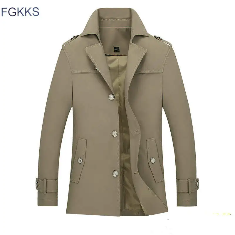 FGKKS Новый Для мужчин Куртки модные облегающие Тренч бренд осень Повседневное