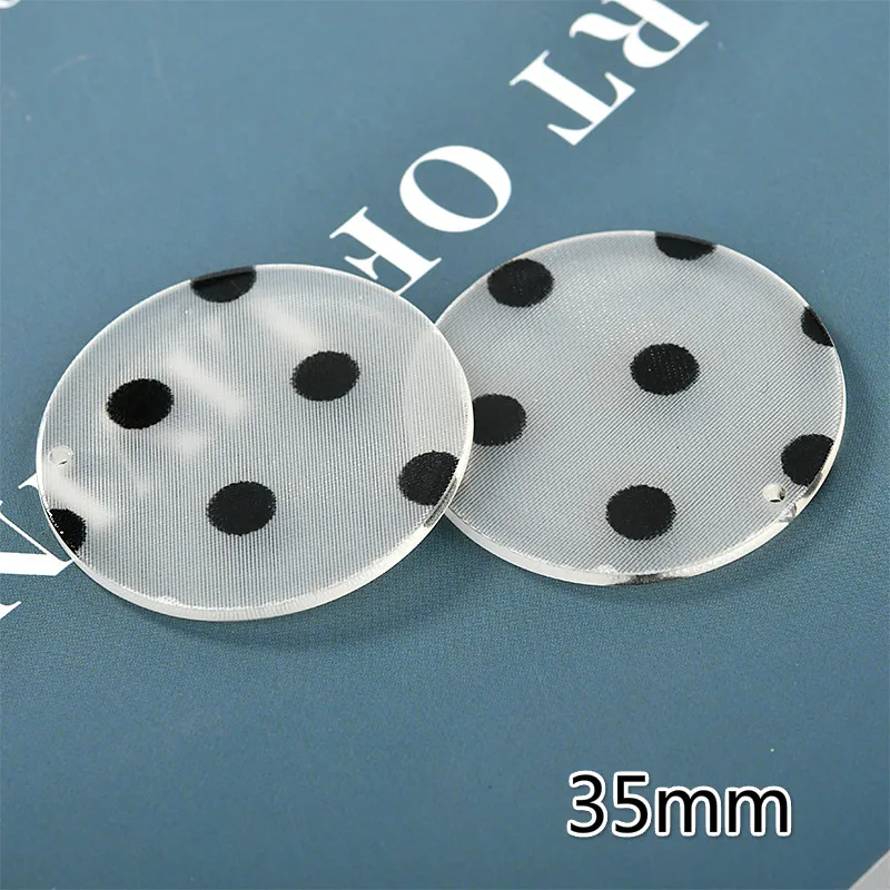 Круглые серьги в горошек из акриловой смолы черно белую точку сделай сам зажим