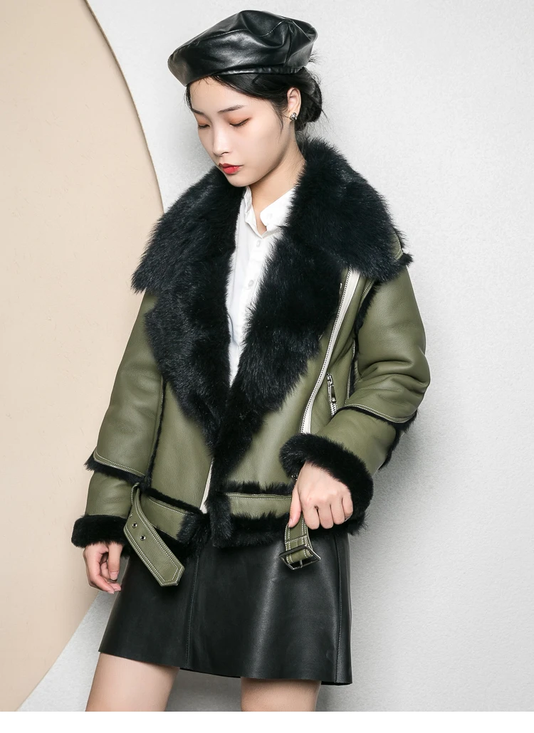 2020 Winter New Women  Locomotive  Spain Tuscany Fur Warm Coat Leather Real Sheep -30 Degree Soft Jacket