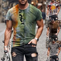 new fashion summer 3d mens abstract printed casual tops mens slim short sleeve tops round neck t shirts