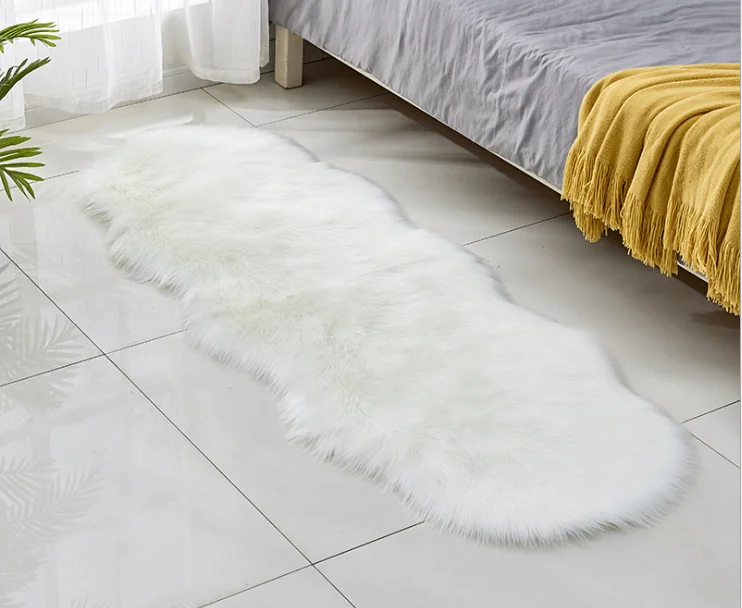 HQ Sheepskin Faux Fur Carpets Rugs For Home Bedroom Kids Living Room Chair Warm High Quality Non-slip White Gray Plush Mat | Дом и сад