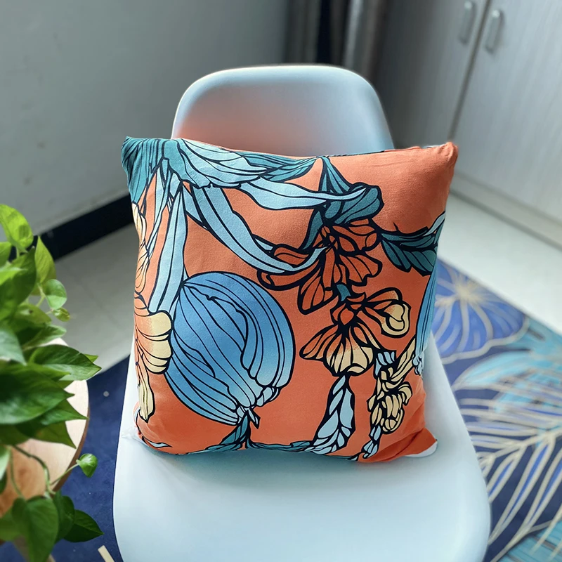 

2Pcs Flowers Printed Cushion Covers Home Sofa Chair Seat Decor Polyester Pillowcase Elasticity Stretch Throw Pillow Covers