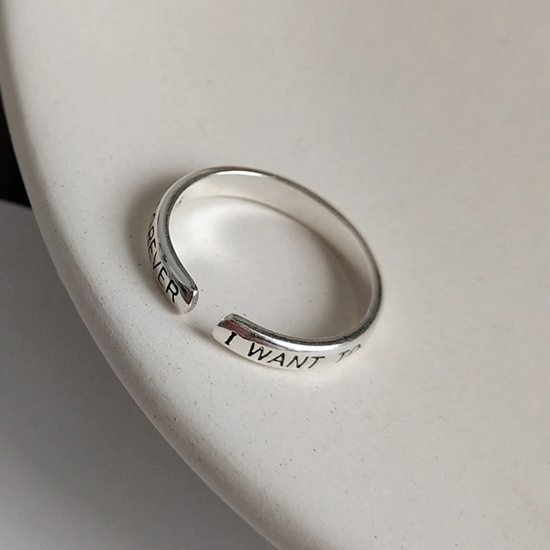 Настоящее 925 пробы Серебряное минималистичное кольцо с надписью FOREVER для модных