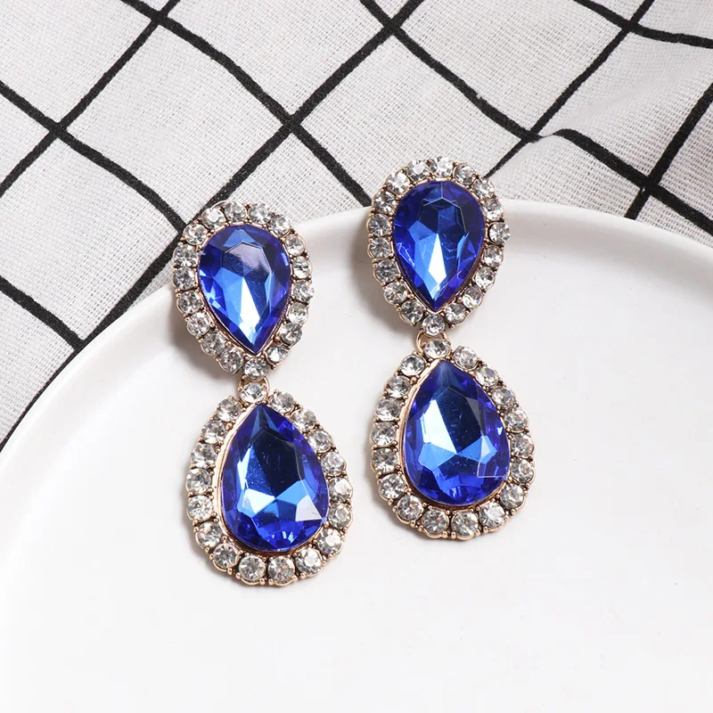 Классические красные черные зеленые синие желтые серьги в форме капли воды с