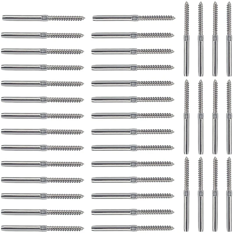 

40 Pack Swage Lag Screws Left & Right for 1/8 inch Cable Railing System Stair Deck Wood Post Balusters Decking Hardware