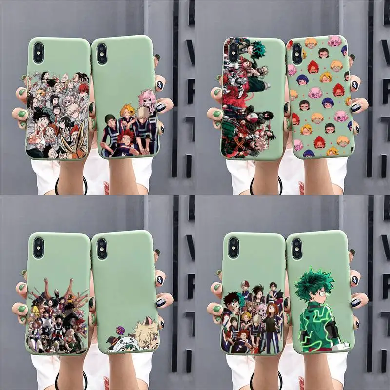 

Anime My Hero Academia Phone Case for iphone 13 12 mini 11 Pro Max X XS XR Solid Color For 7 8 6 6S Plus Capa