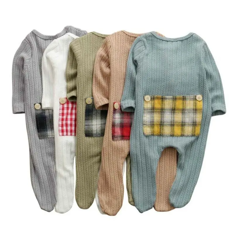 Dropship 0-9M Baby Boys Girls Kid Knitted Footies Newborn Cotton Clothes Toddler Long Sleeve Jumpsuit Autumn Winter Outfit | Детская