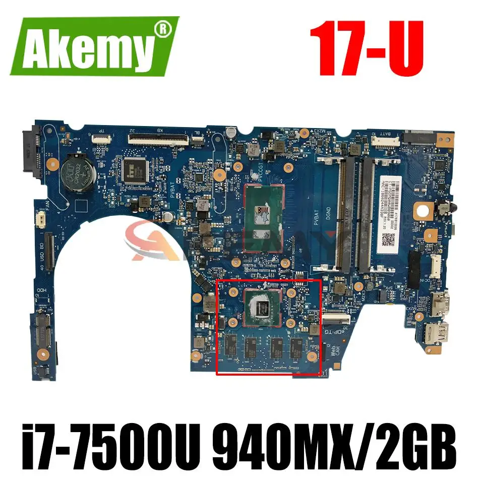 

Материнская плата для ноутбука HP For ENVY 17-U с процессором i7-7500U 940MX/2 ГБ GPU DDR4 859291-601 859291-001 6050A2857301-MB-A01