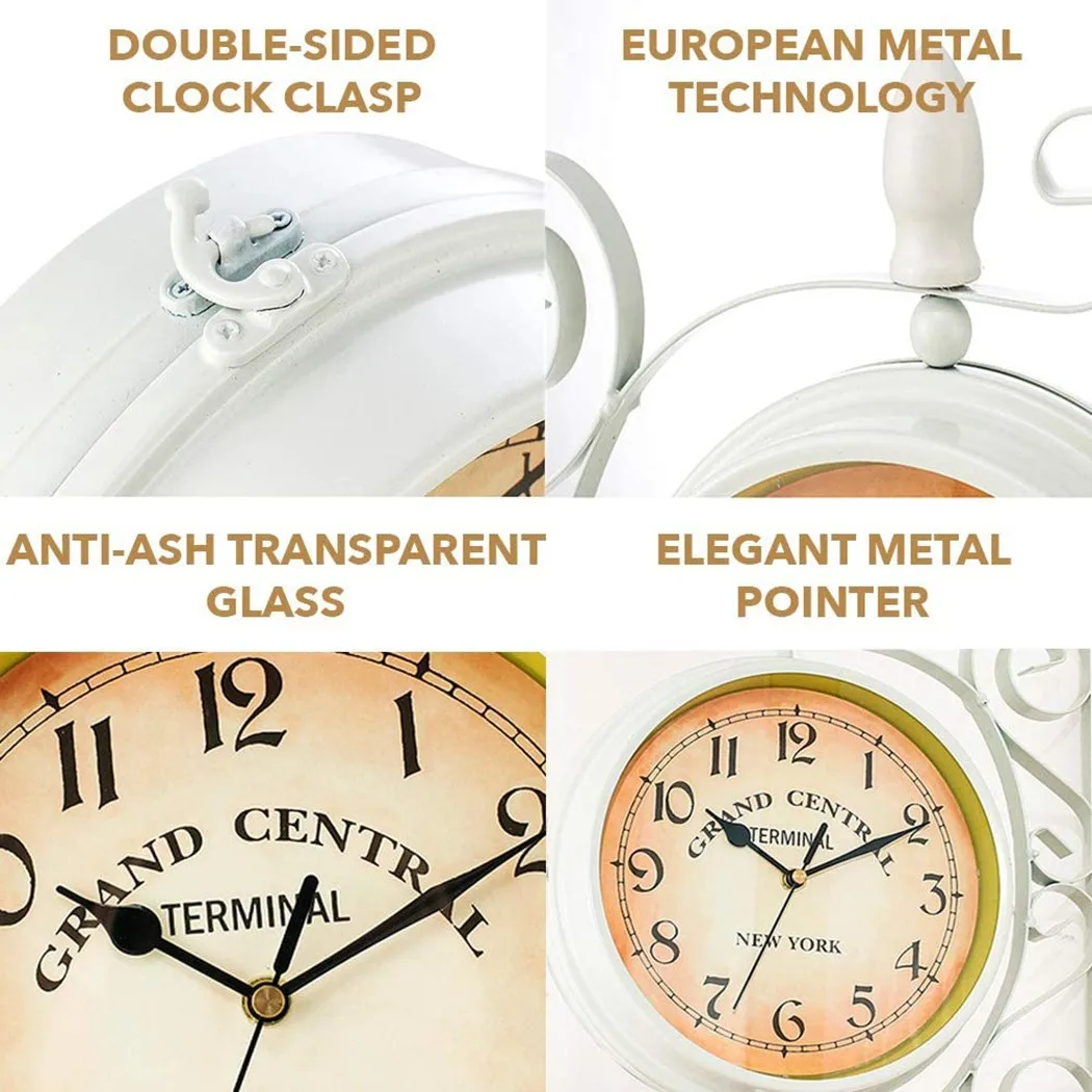 

Double-sided Wall Mount Clock Durable European Style Innovative Practical