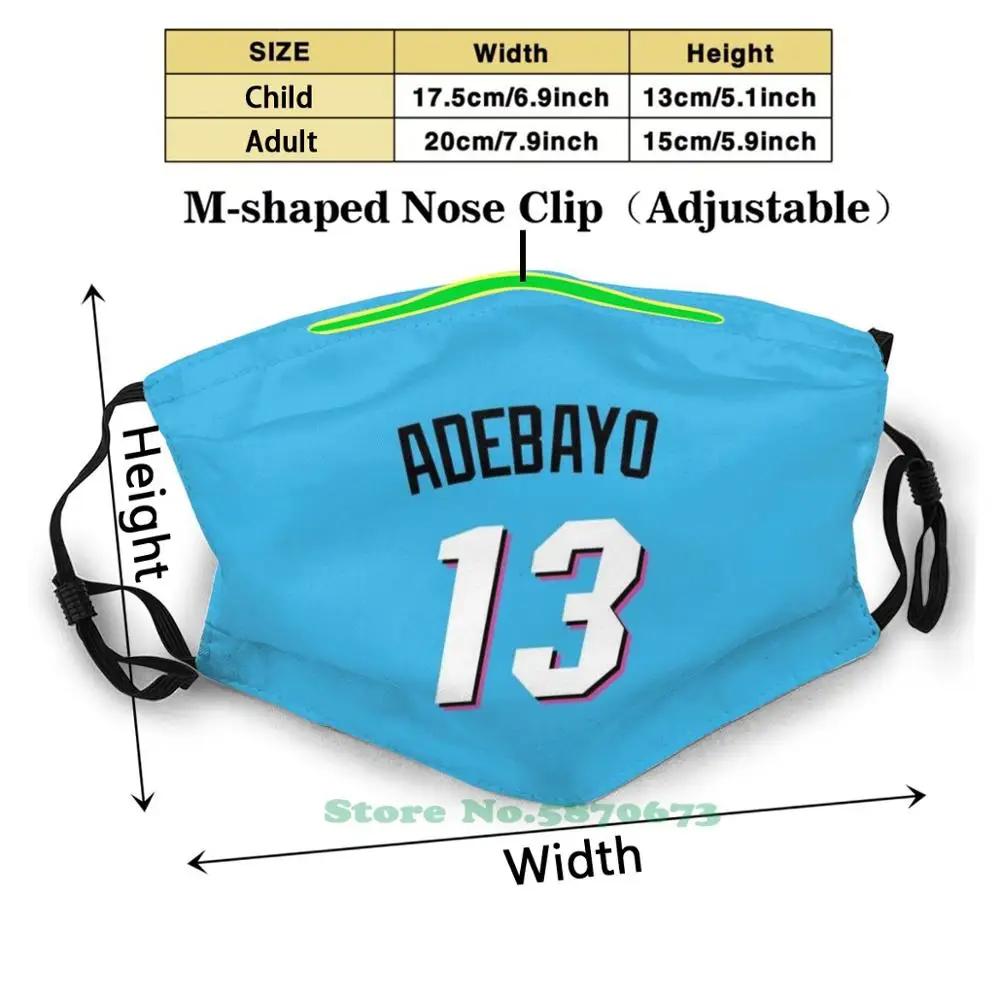 Bam Adebayo Vice Anti Dust With Filter For Kids Girl Boy Teens Masks Heat Dwade Dwayne Wade Dwane Dwyane Miami D |