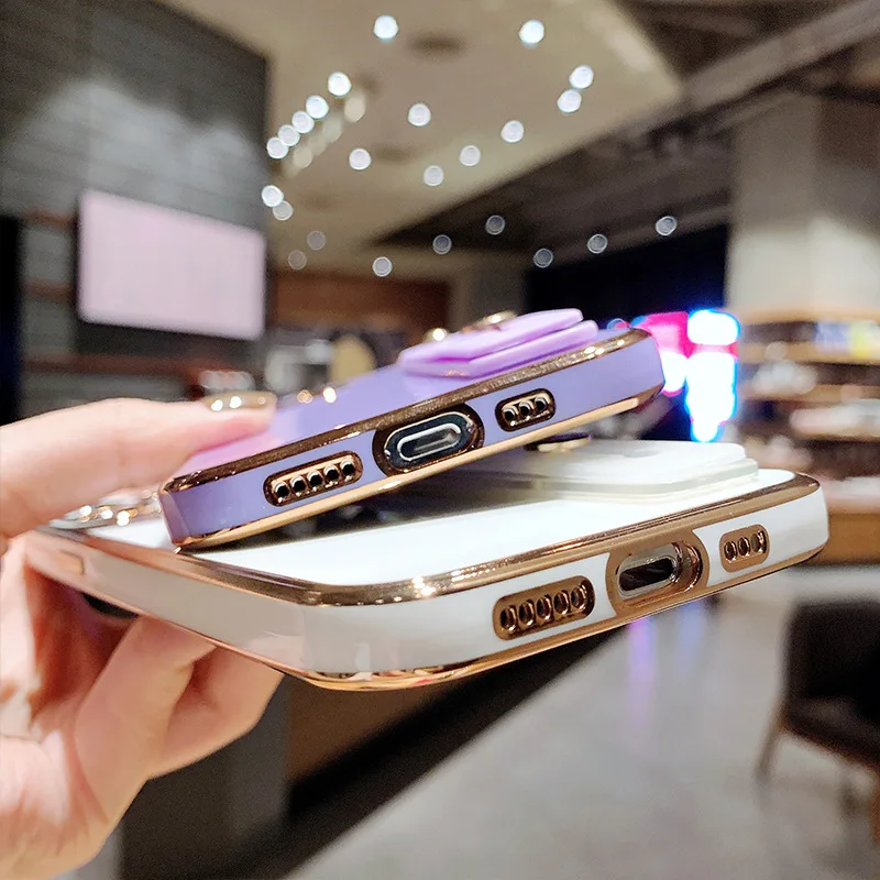 

Luxury Plating Wrist Band Phone Case For iPhone 11 12 Pro Max X XR XS Max 7 8 Plus Candy Color Back Cover Coque