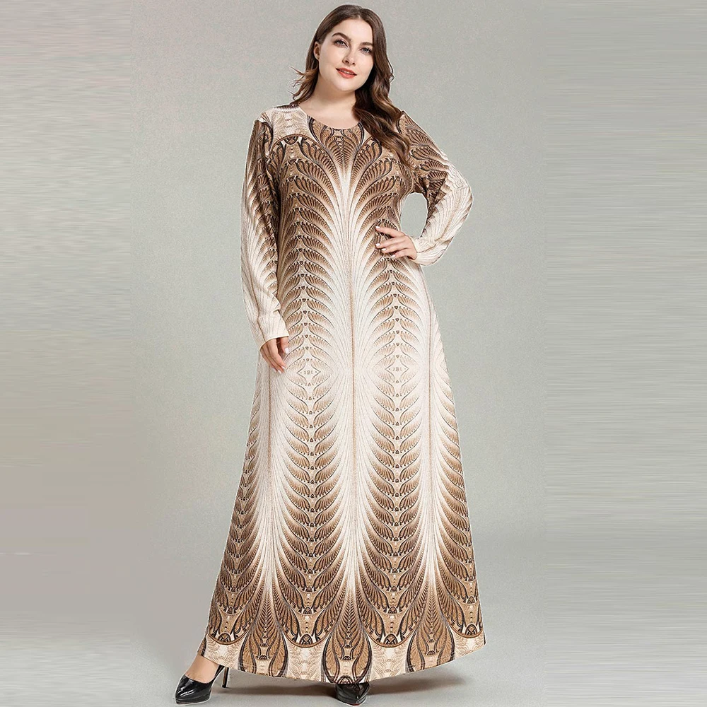 

Женское трикотажное платье с этническим принтом