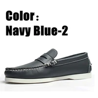 men genuine leather docksides classic boat shoesmen designer sneakers for homme femme navy blue 2 loafers y016