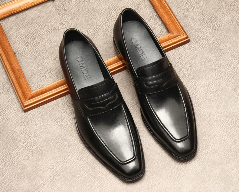 

Casual Oxford Shoes For Men Genuine Leather Suit Slip On Business Wedding Shoe Square Head Formal Italian Dress Shoe Lofers
