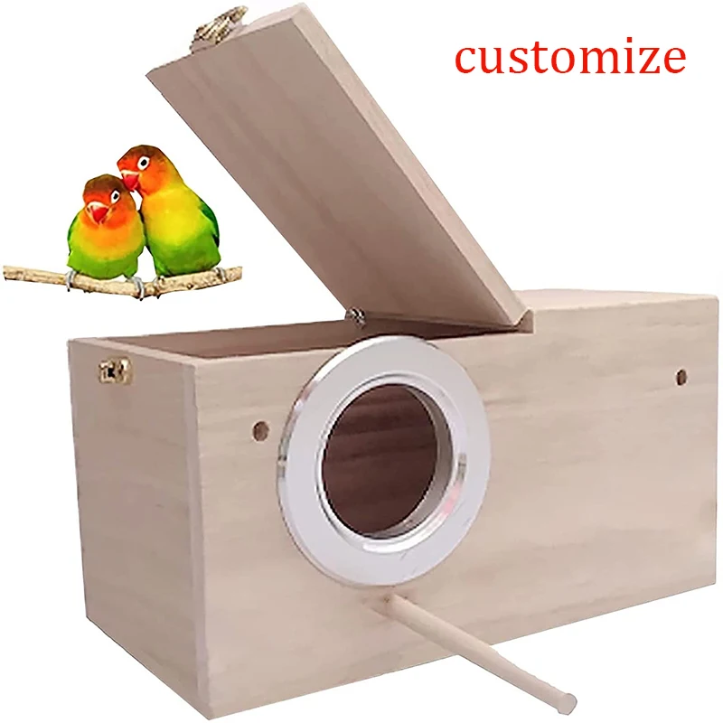 

Parakeet Nest Box Bird Cage with Natural Pine Wood Bird Nest Breeding Box Cage for Budgie Cockatiel Conure Parrot Bird Egg Nest
