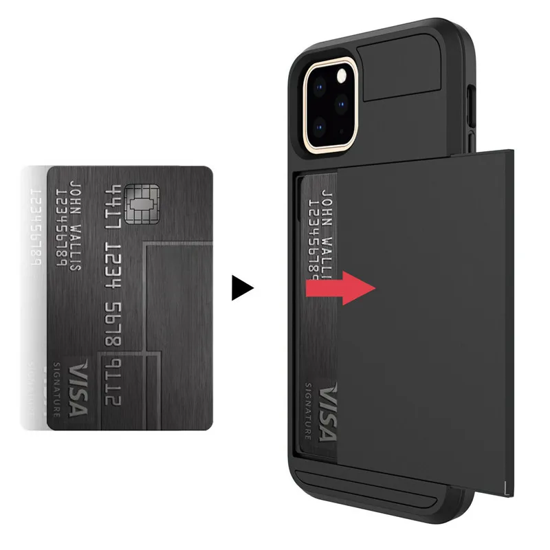Противоударный чехол для iphone 11 Pro Max Hybrid Slide Armor Cover для iphone 6 6s 7 8 plus X XS XR Слоты Кошелек держатель для карт Coque