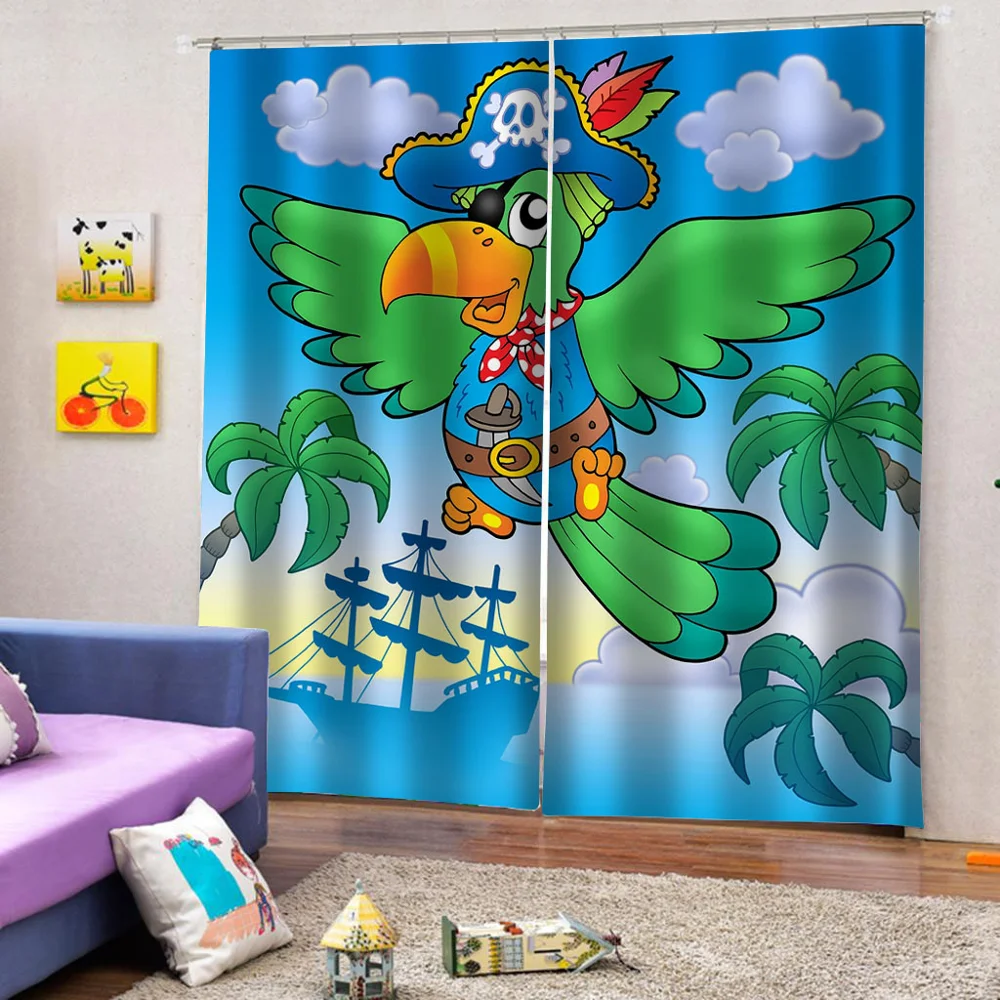 

Modern Curtain Window Cartoon Curtains For Children's Room Green Photo Curtains For Living Room Bedroom Home Decor