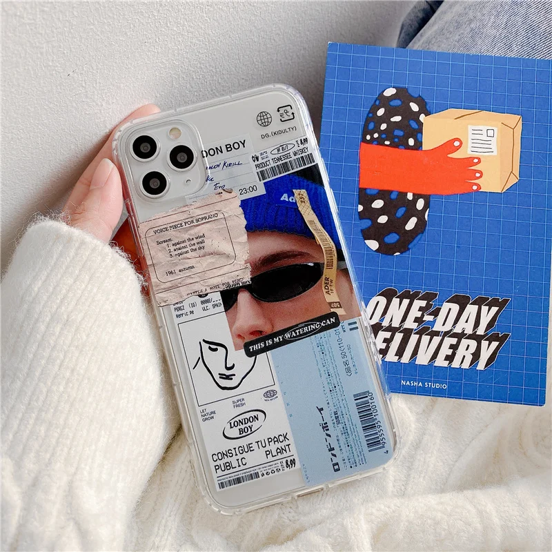 Забавный модный художественный ярлык прозрачный чехол для телефона iPhone 12 mini 11 Pro
