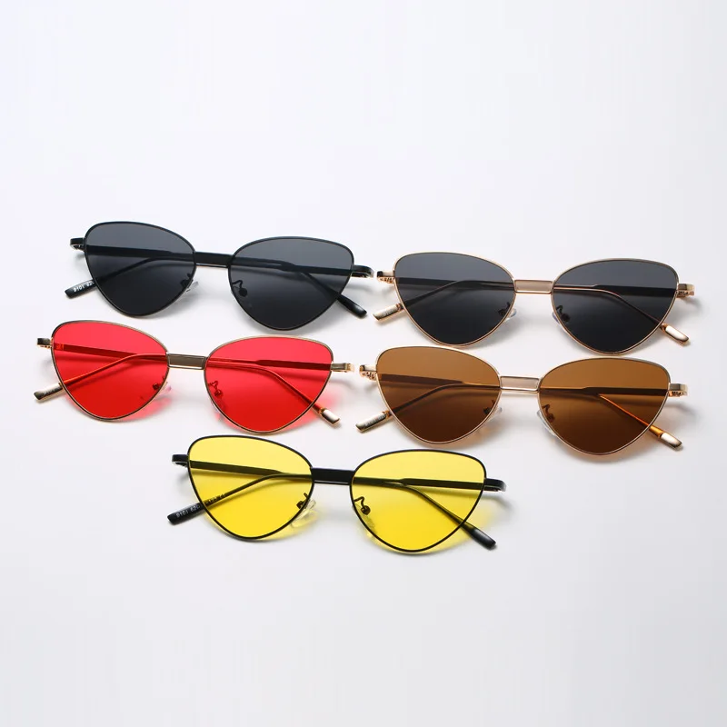 Ретро маленькие кошачий глаз металлическая оправа модные треугольные