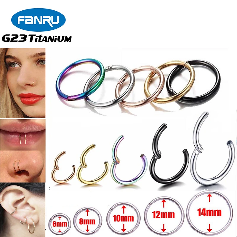 

1PCS G23 Titanium Piercing Earrings Daith Open Small Septum Piercing Nose Rings Clicker Helix Ear Clips Body Perforated Jewelry