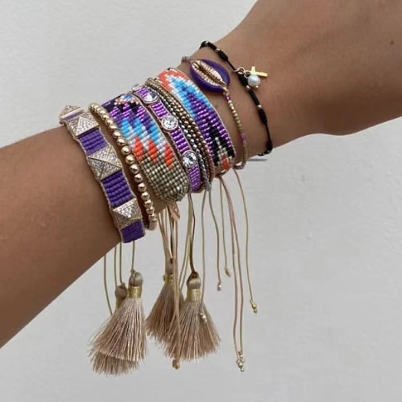 

BLUESTAR Women Bracelet MIYUKI Bead Jewelry Pulseras Micro Pave Bracelets Handmade Crystal Bead Tassel Jewellery